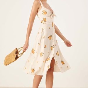 Reformation Frankfort Tie Bodice Midi Dress